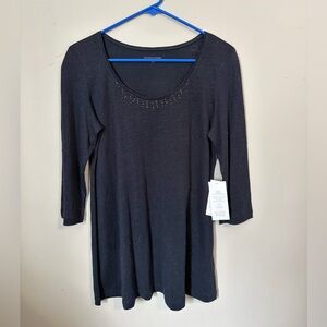 NWT Eileen Fisher Linen Jersey With Sequins Blouse Size Petite Medium